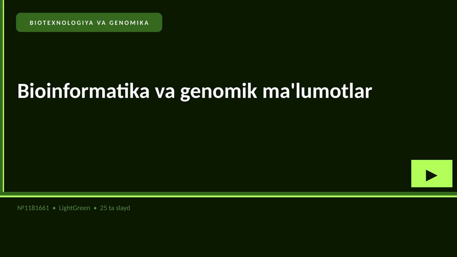 BIOTEXNOLOGIYA VA GENOMIKA