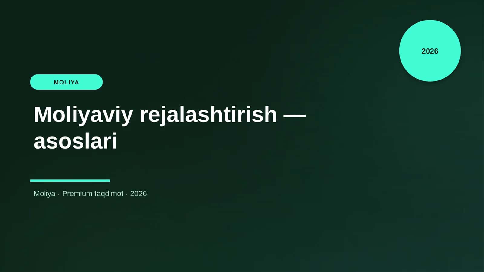 Moliyaviy rejalashtirish — asoslari