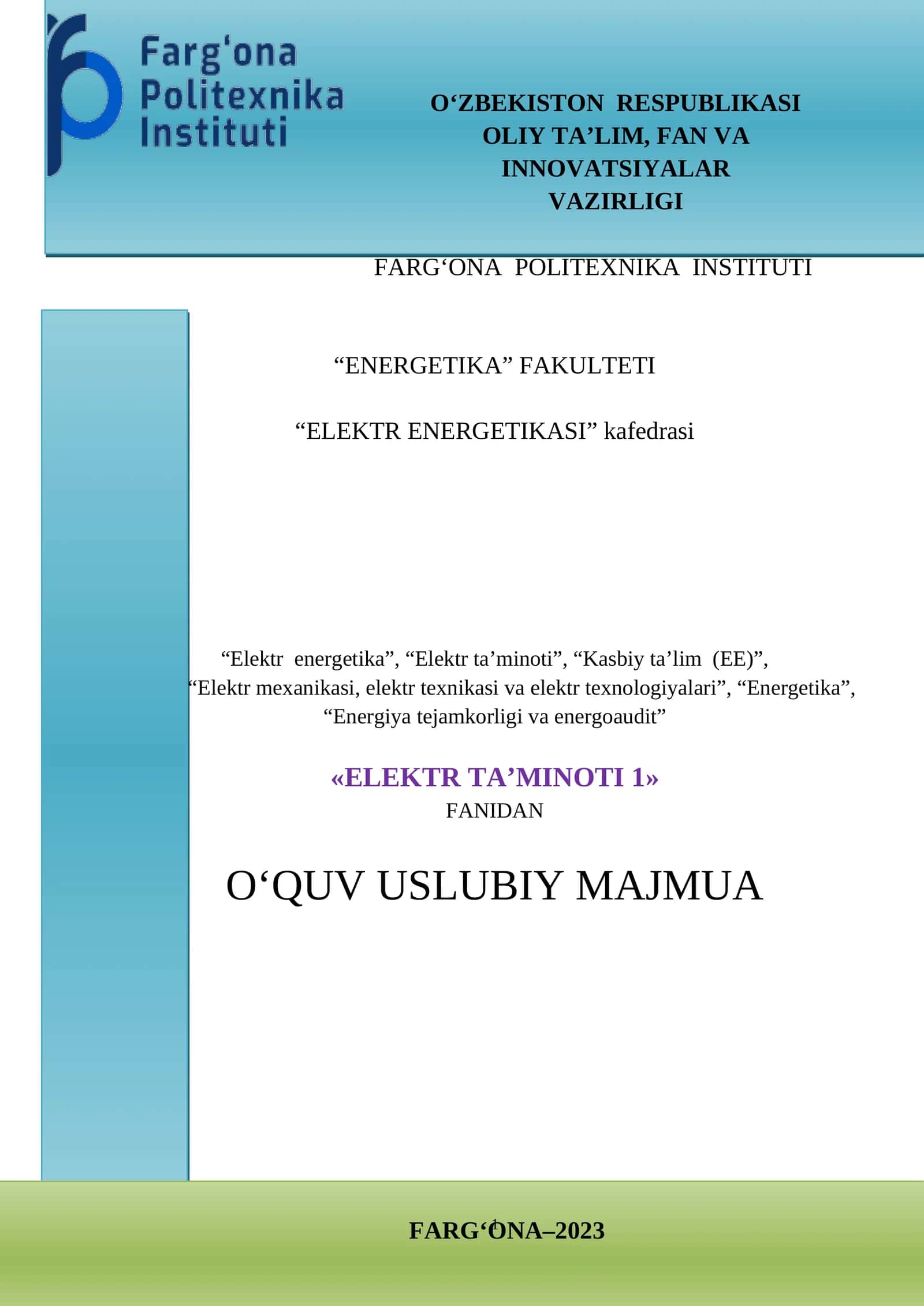 ELEKTR TA’MINOTI 1