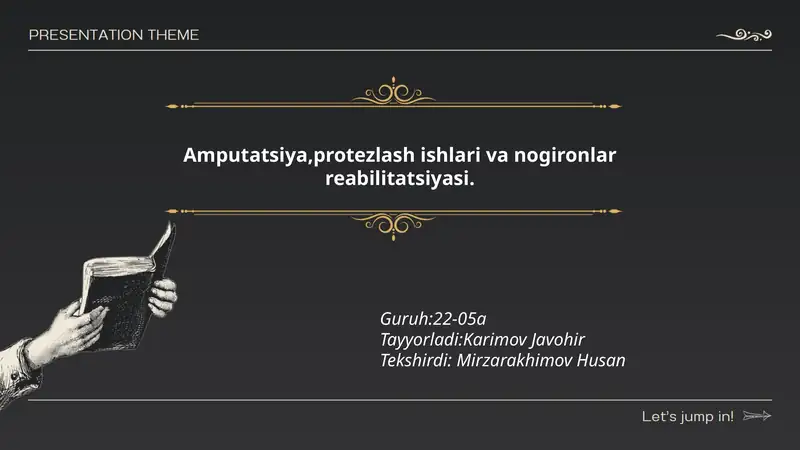 Amputatsiya, protezlash ishlari va nogironlar reabilitatsiyasi