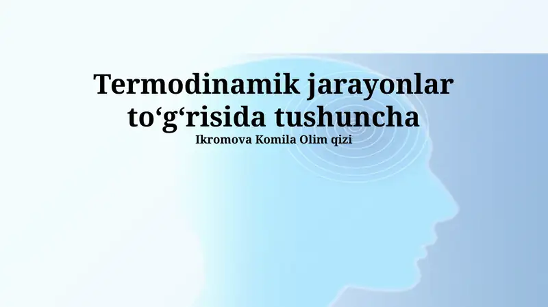 Termodinamik jarayonlar tushunchasi