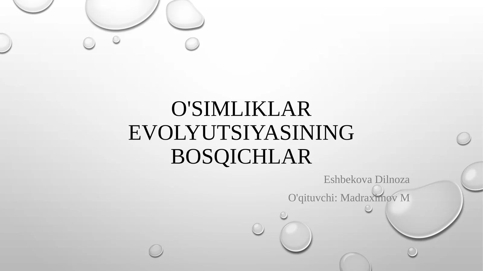 O'simliklar evolyutsiyasining bosqichlar