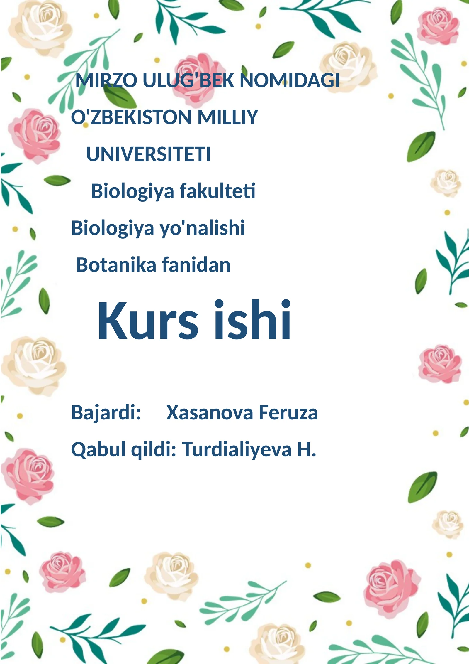 Biologiya fakulteti - Botanika fanidan Kurs ishi