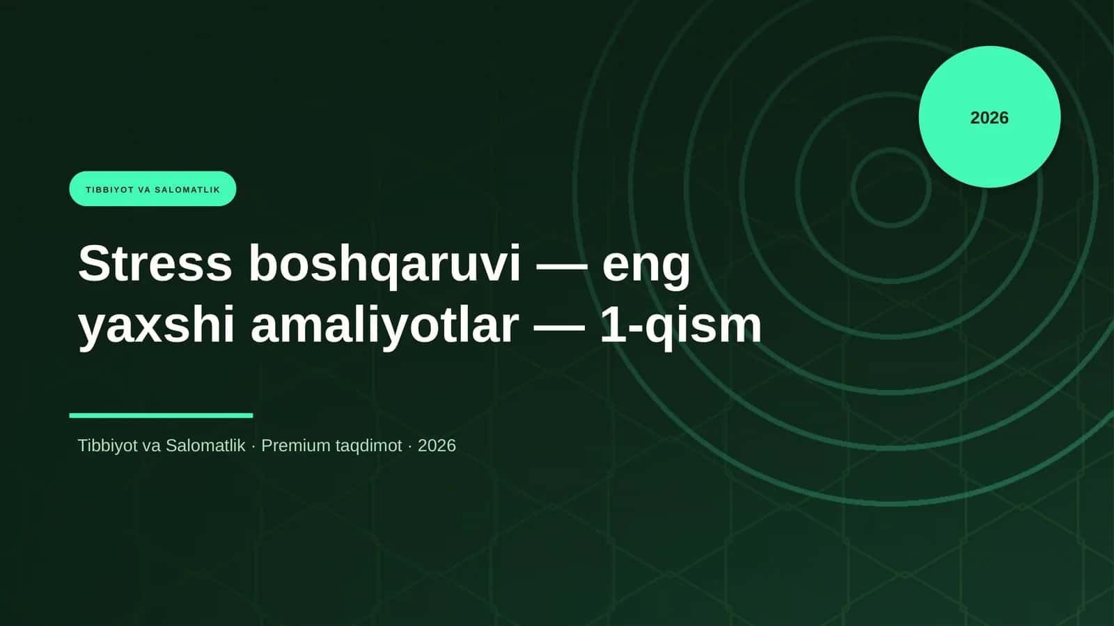 Stress boshqaruvi — eng yaxshi amaliyotlar — 1-qism