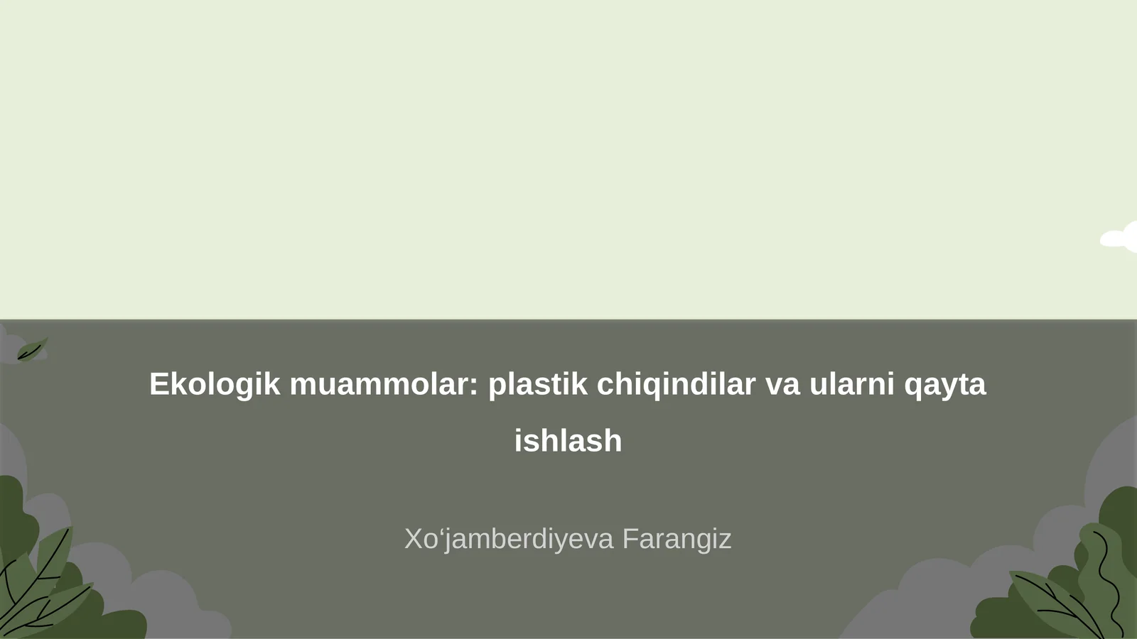 Ekologik muammolar: plastik chiqindilar va ularni qayta ishlash