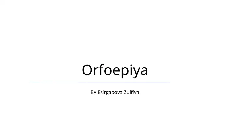 Orfoepiya