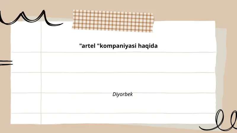 Artel kompaniyasining mahsulotlari