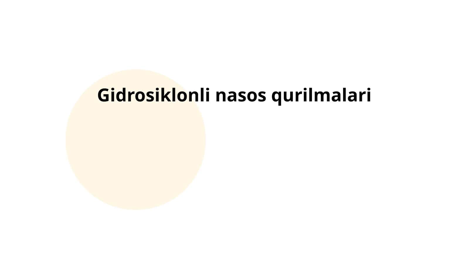 Gidrosiklonli nasos qurilmalari