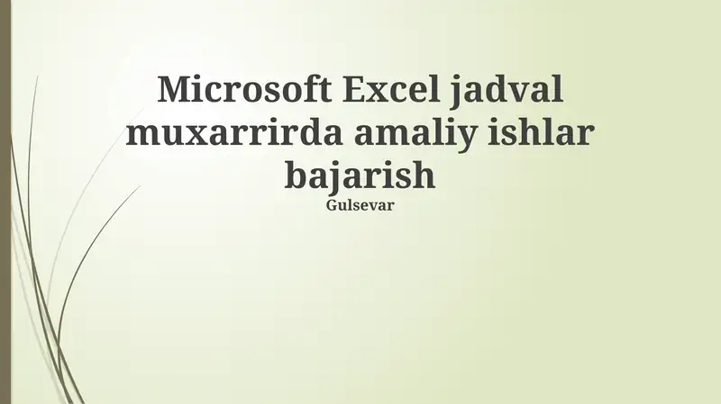 Excel bilan amaliyot