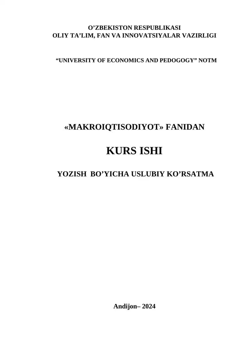 Makroiqtisodiyot Kurs ishi