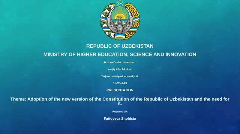 Adoption of the new version of the Constitution of the Republic of Uzbekistan and the need for it