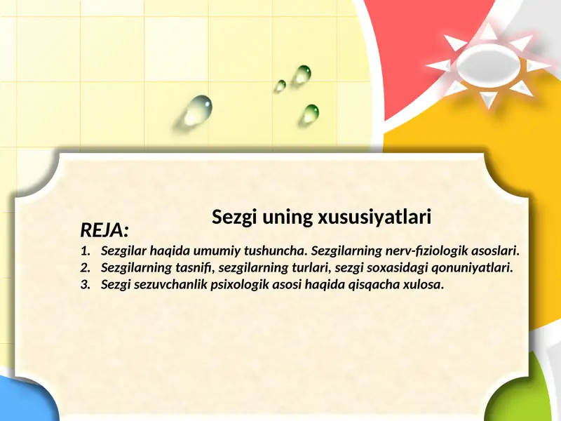 Sezgi uning xususiyatlari
