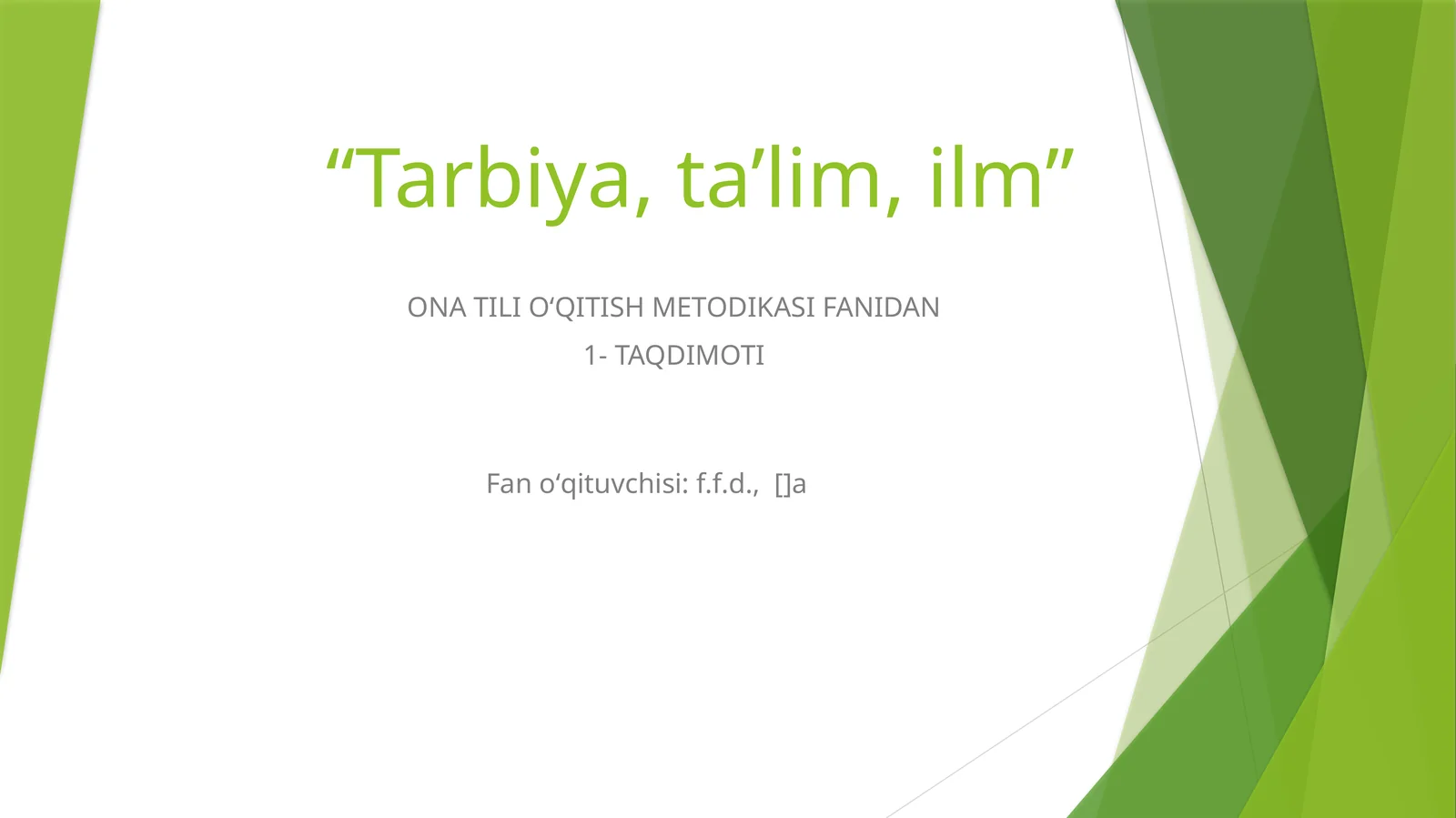ONA TILI OʻQITISH METODIKASI FANIDAN