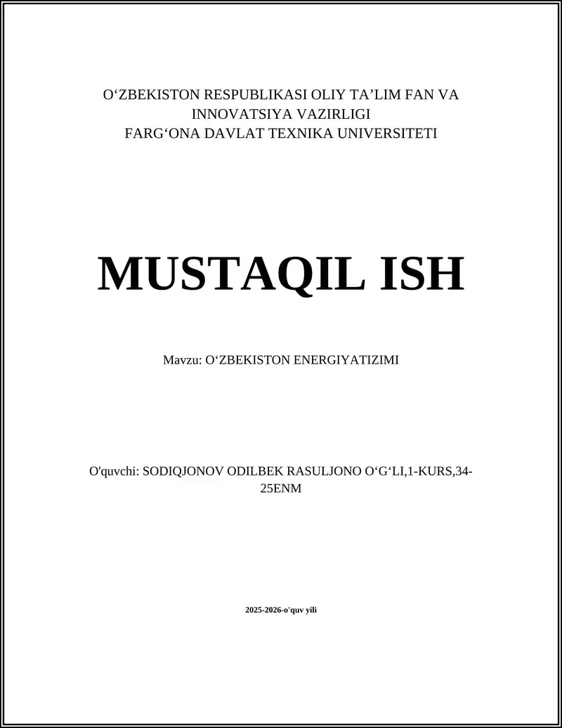 O‘ZBEKISTON ENERGIYATIZIMI