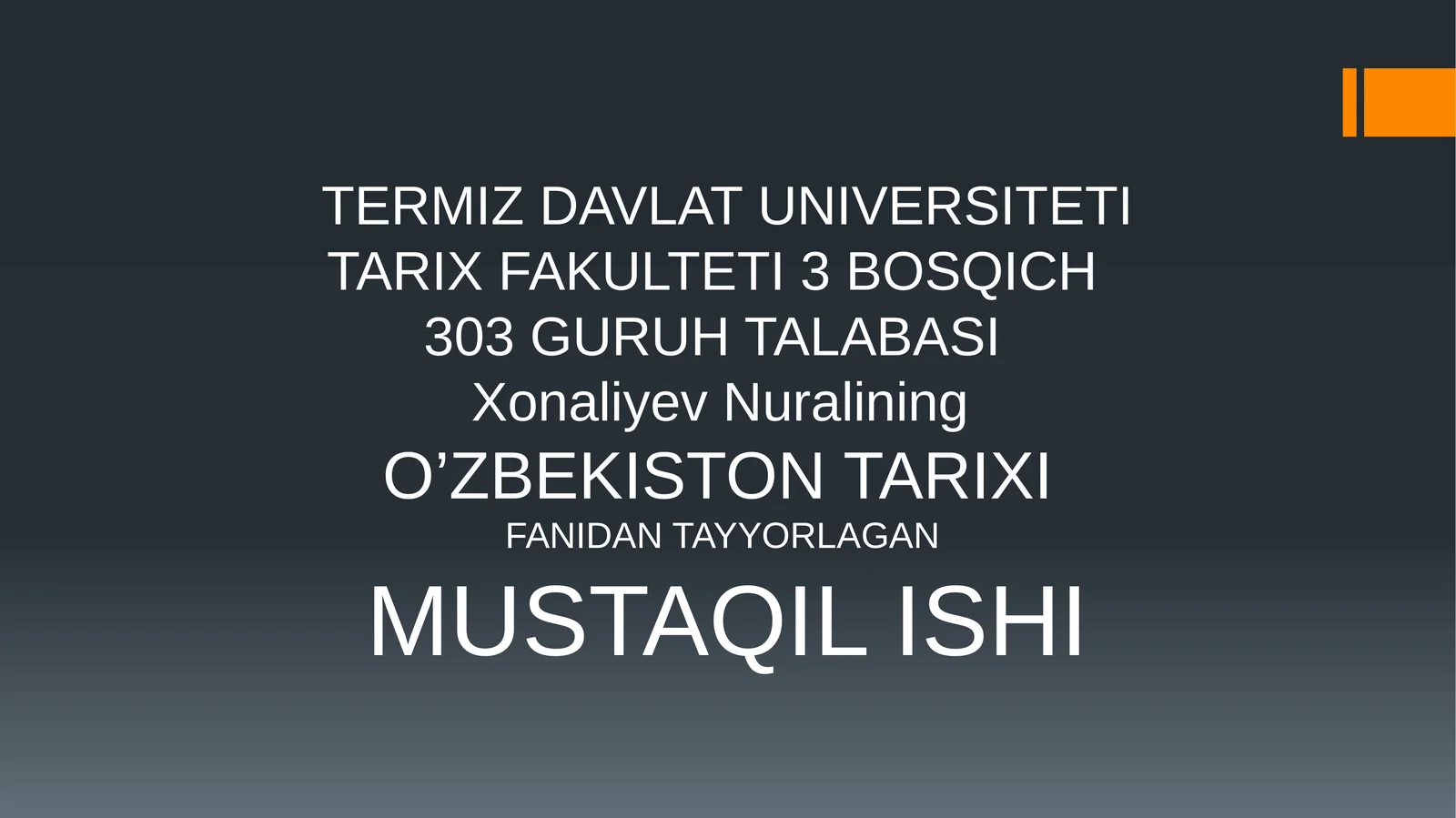 O'ZBEKISTON TARIXI