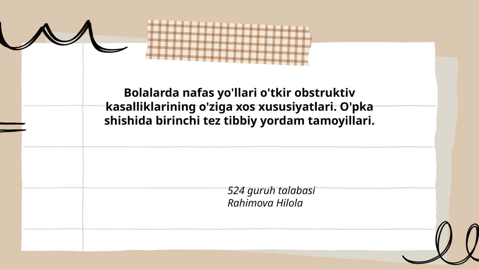 Bolalarda nafas yo'llari o'tkir obstruktiv kasalliklarining o'ziga xos xususiyatlari