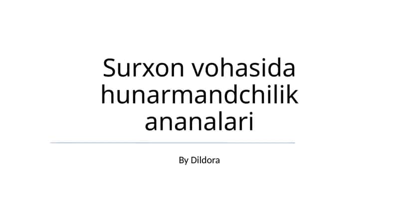 Surxon vohasida hunarmandchilik ananalari