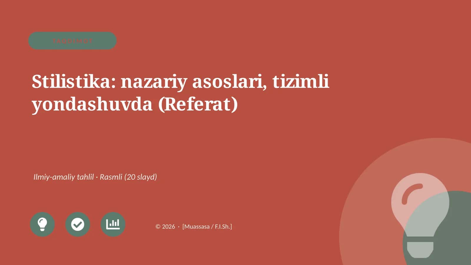 Stilistika: nazariy asoslari, tizimli yondashuvda (Referat)
