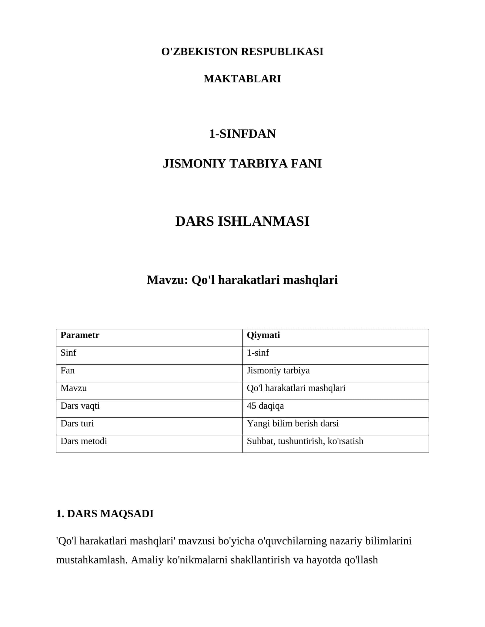 Qo'l harakatlari mashqlari