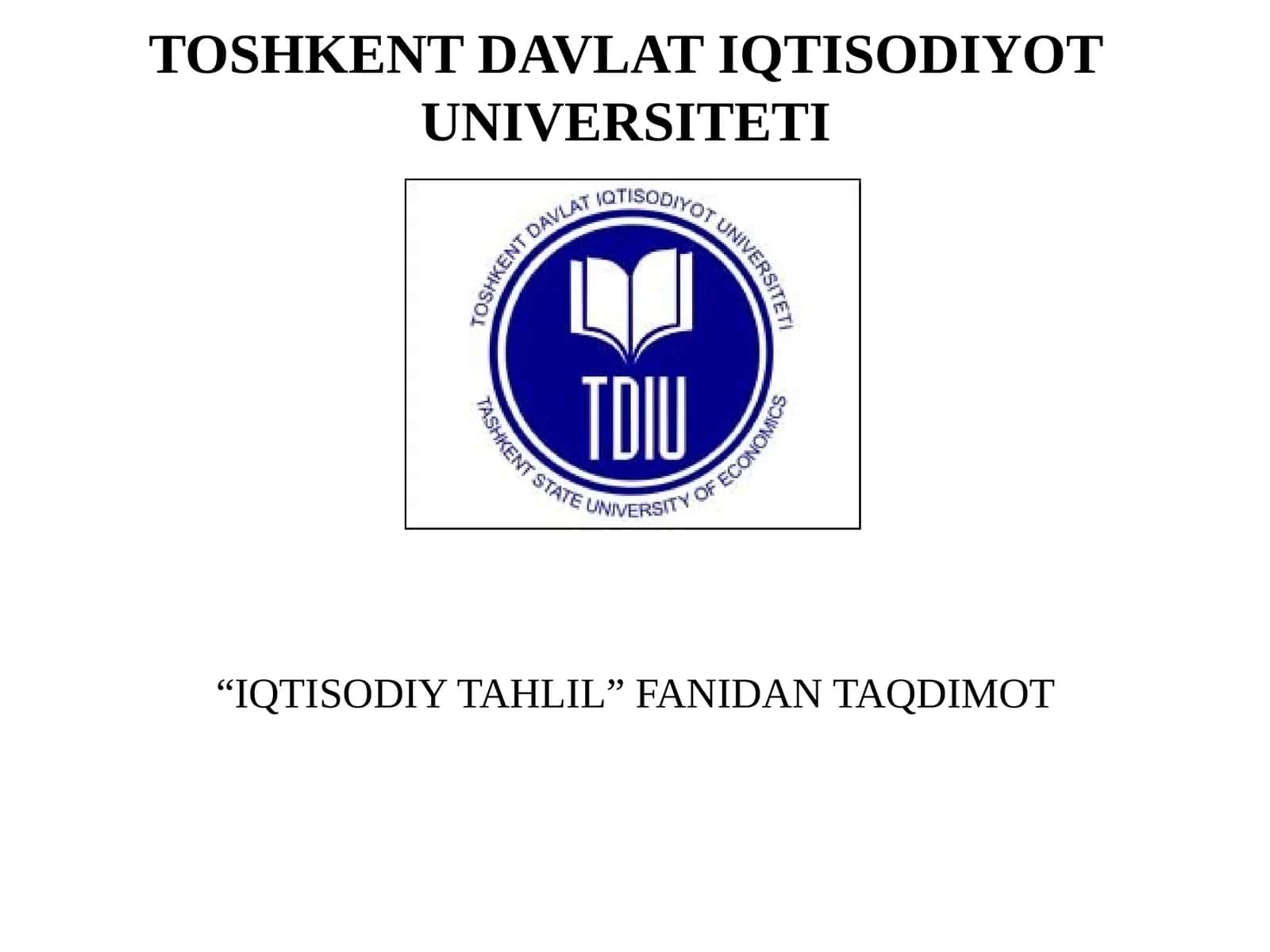 IQTISODIY TAHLIL