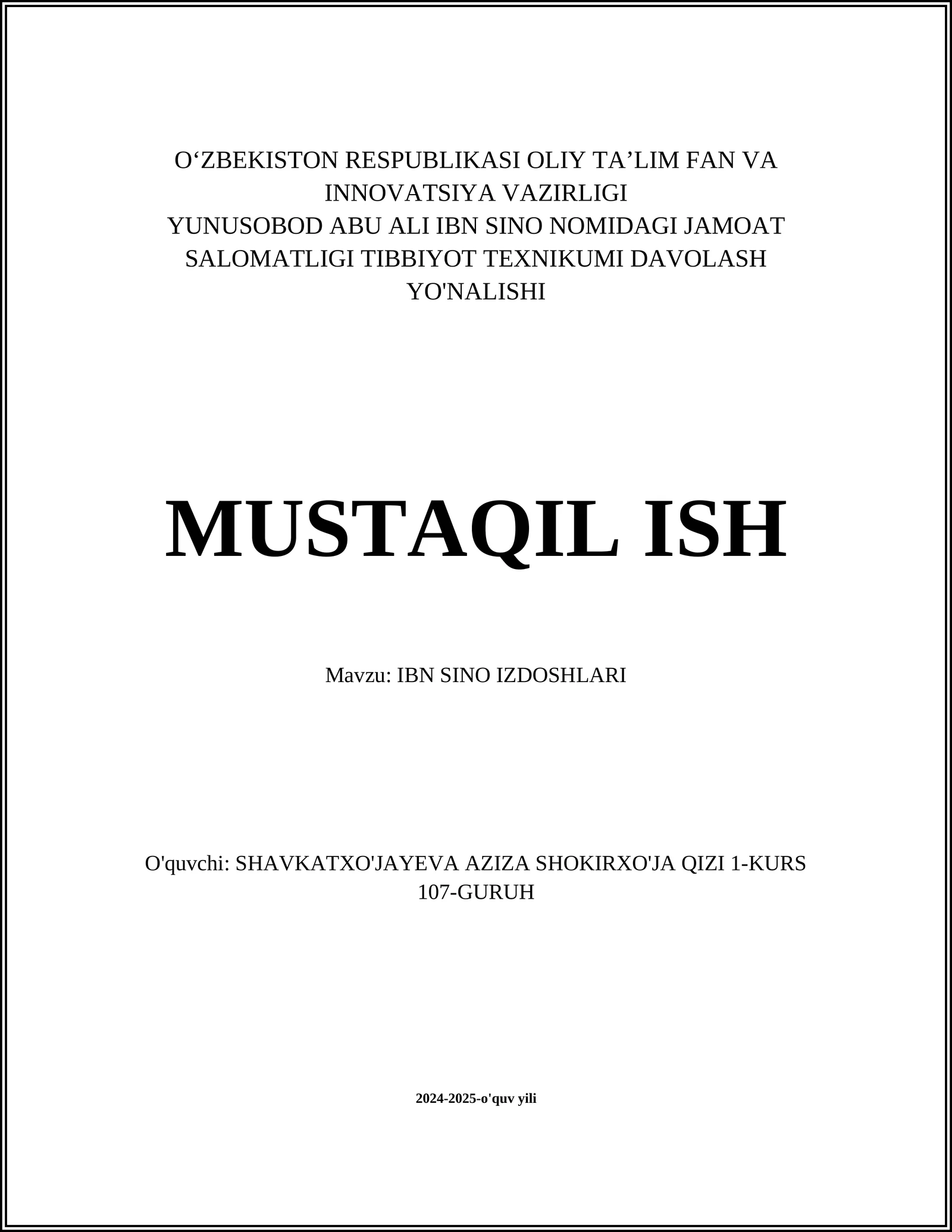 IBN SINO IZDOSHLARI