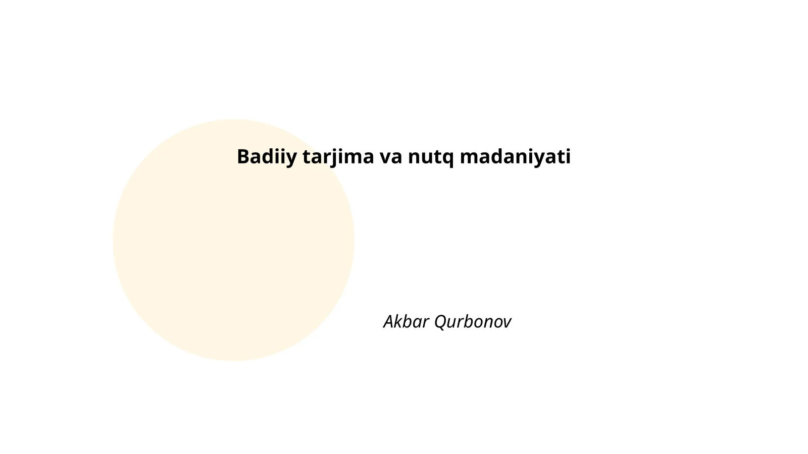 Badiiy tarjima va nutq madaniyati