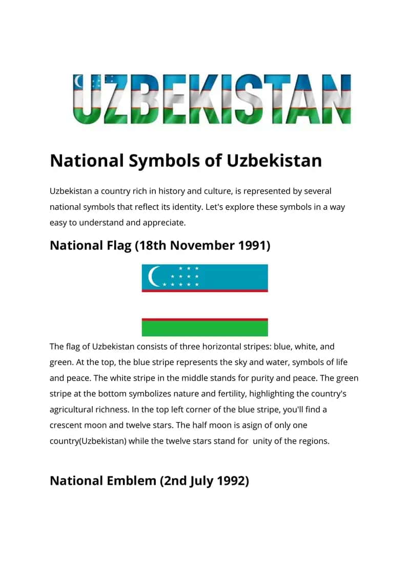 National symbol of uzb and canada independent work