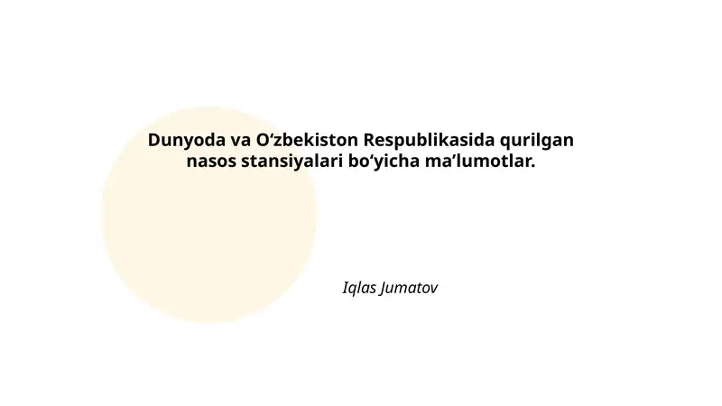 Nasos stansiyalari ma’lumotnoma
