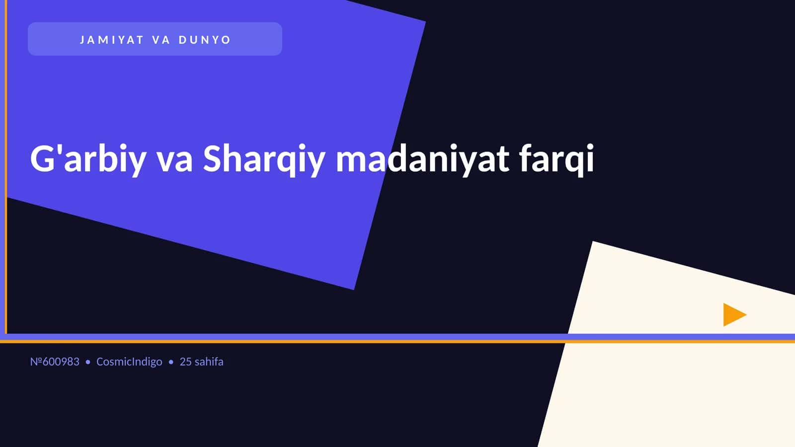 G'arbiy va Sharqiy madaniyat farqi