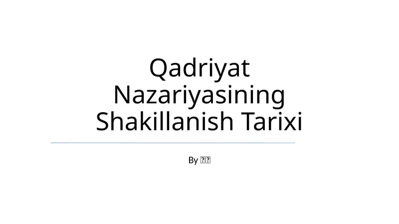 Qadriyat Nazariyasining Shakillanish Tarixi