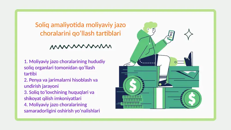 Soliq amaliyotida moliyaviy jazo choralarini qo‘llash tartiblari