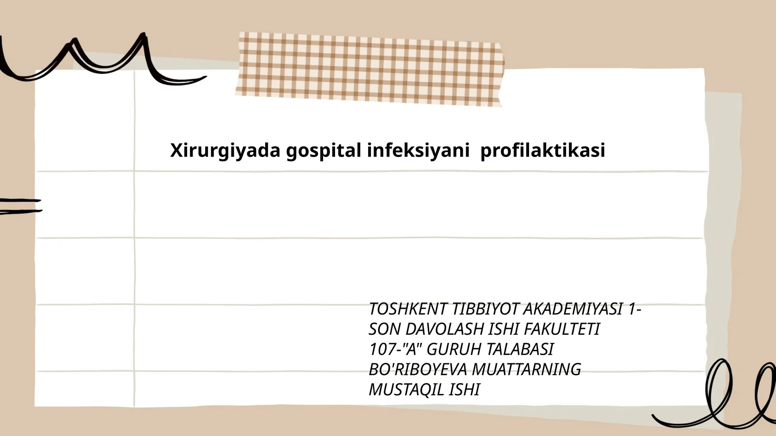 Xirurgiyada gospital infeksiyani profilaktikasi