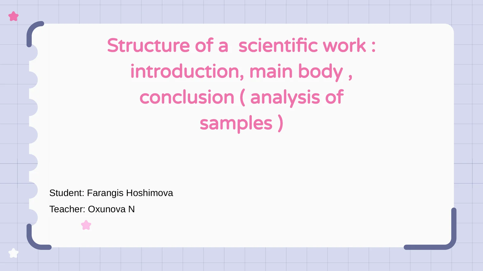 Structure of a scientific work