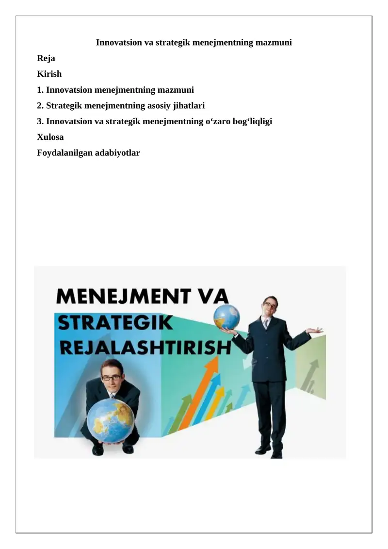 Innovatsion va strategik menejment