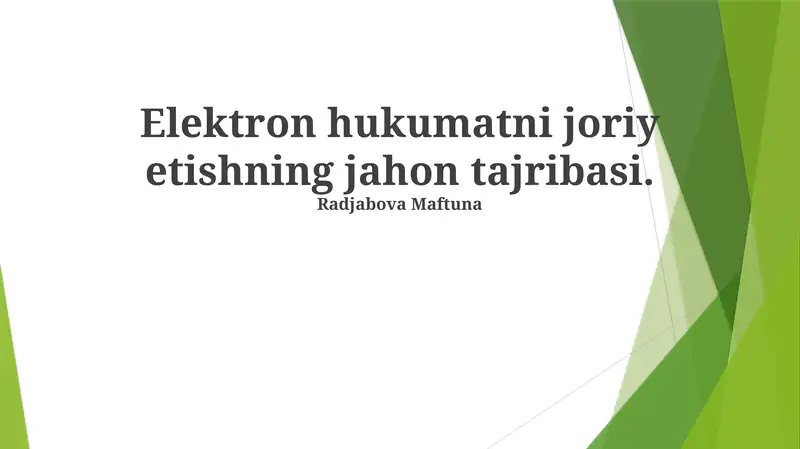 Elektron hukumatni joriy etishning jahon tajribasi