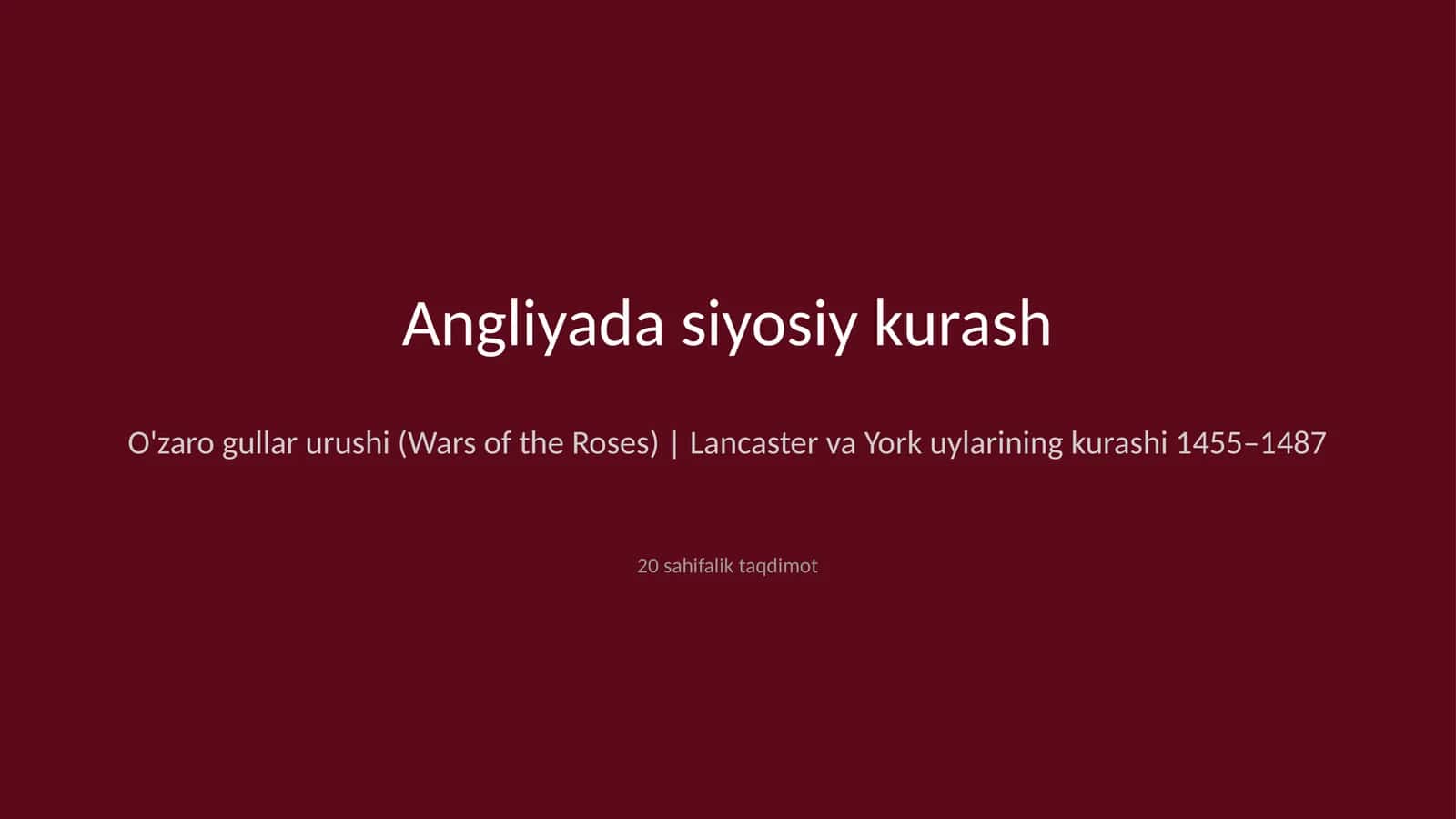 Angliyada siyosiy kurash