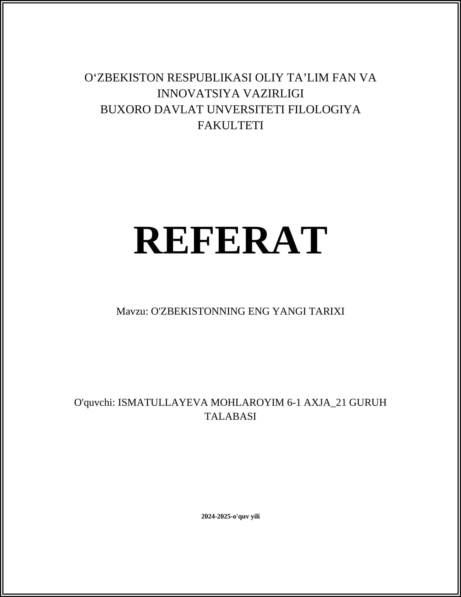 Oʻzbekistonning Eng Yangi Tarixi