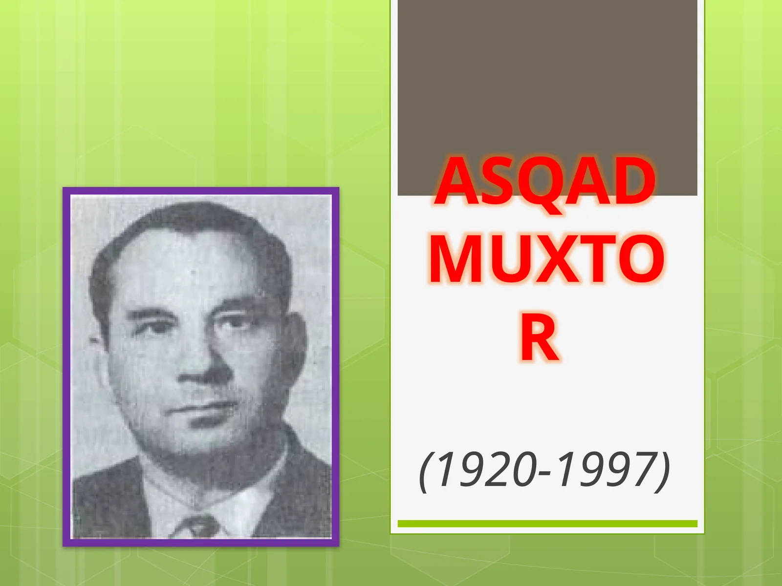 Adabiyot fanidan Asqad Muxtor - Hafta she'ri mavzuda dars taqdimoti