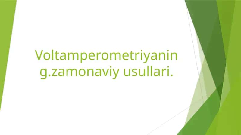 Voltamperometriyaning zamonaviy usullari