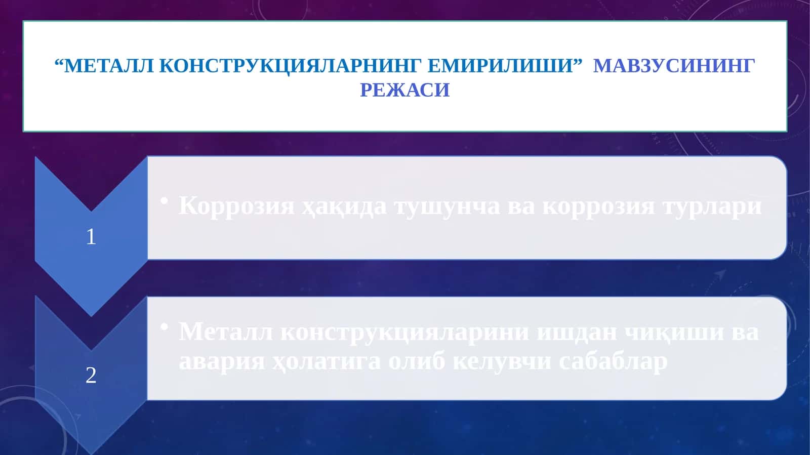 Металл конструкцияларнинг емирилиши