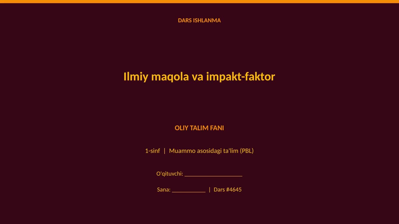 Ilmiy maqola va impakt-faktor