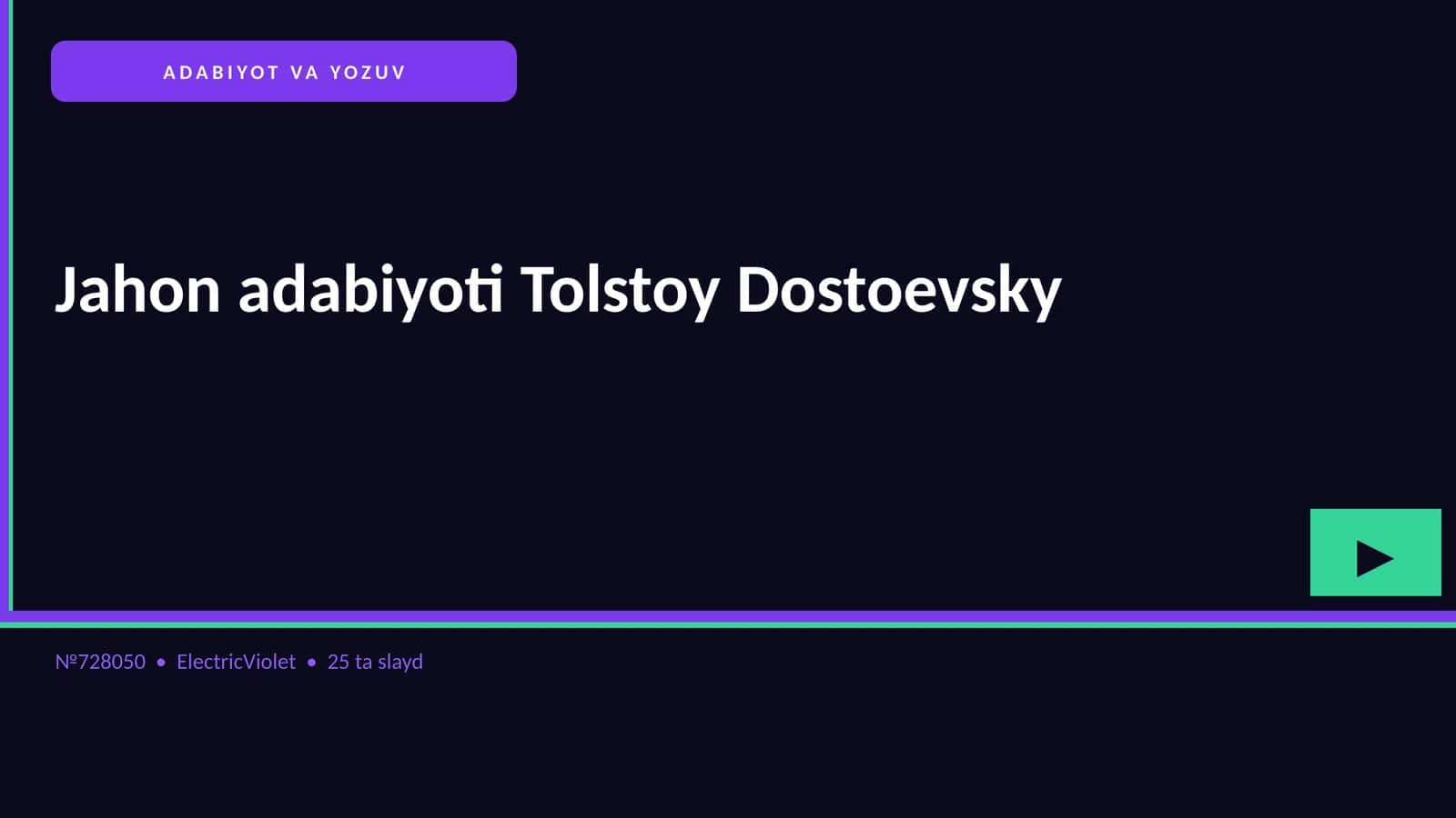 Jahon adabiyoti Tolstoy Dostoevsky