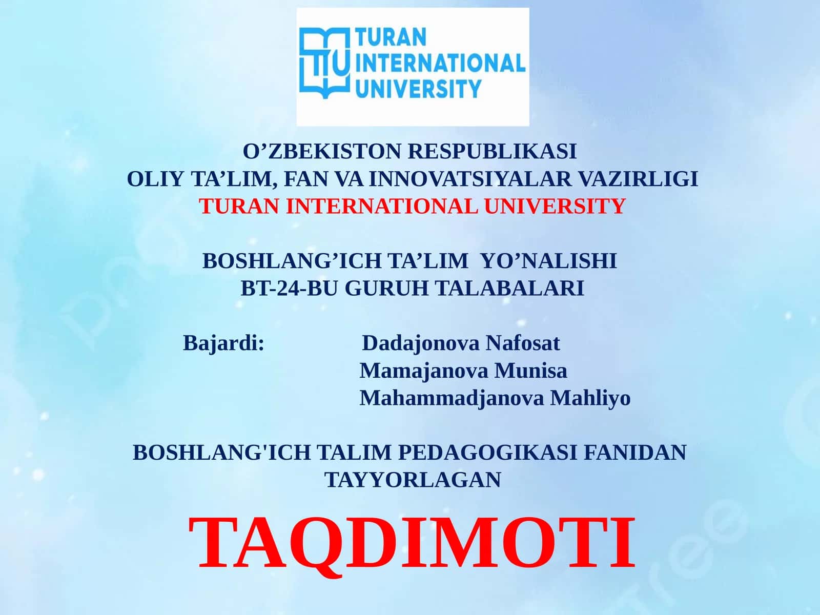 Milliy qadriyatlarning boshlang'ich taʼlimdagi  o'rni