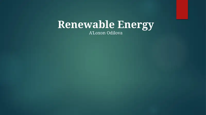 Renewable Energy
