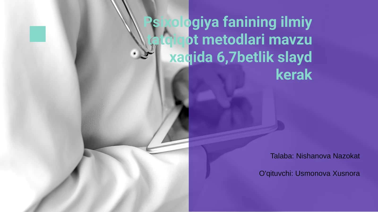 Psixologiya fanining ilmiy tatqiqot metodlari