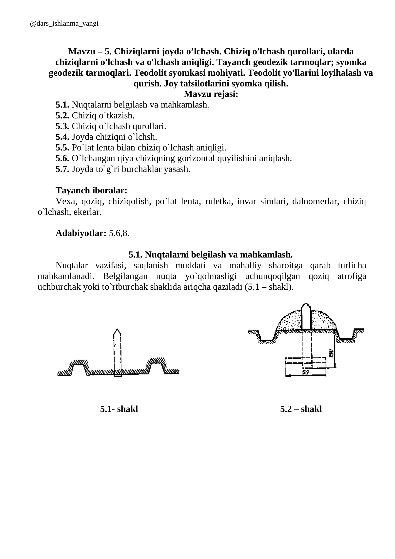 Chiziqlarni joyda o’lchash