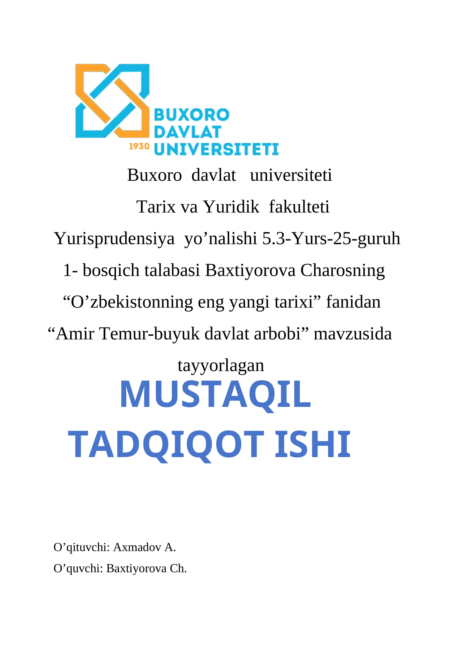 Amir Temur-buyuk davlat arbobi