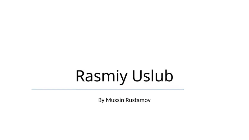 Rasmiy Uslub