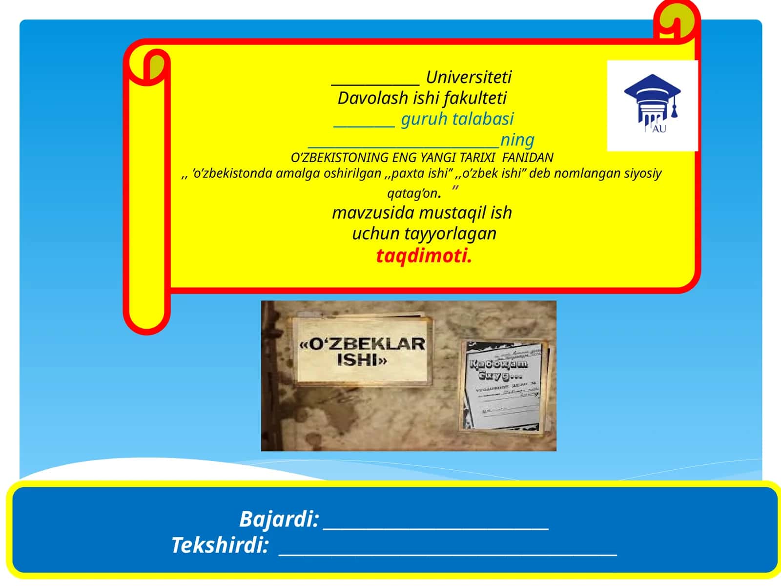 O'zbekistonda amalga oshirilgan "Paxta ishi", "O'zbek ishi" deb nomlangan siyosiy qat'iyon