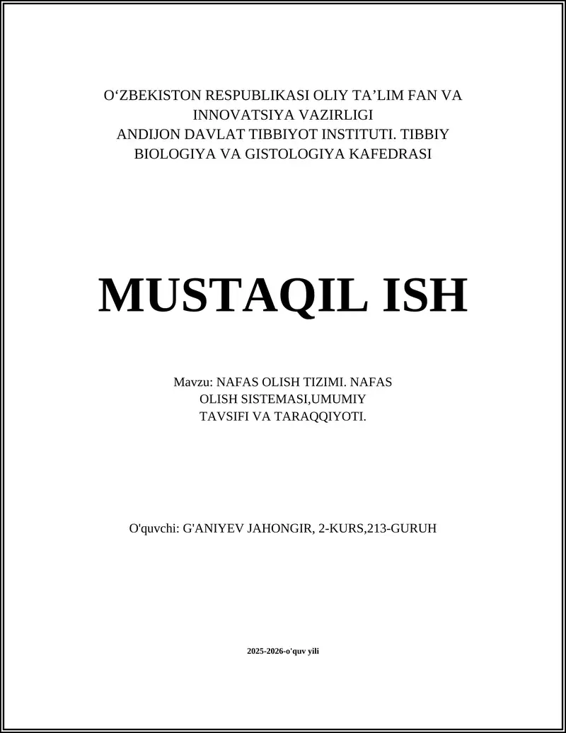 NAFAS OLISH TIZIMI